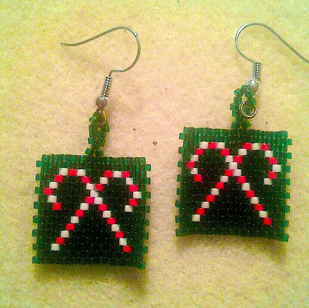 “Candy Cane” beaded earrings PRICE IS FIRM
